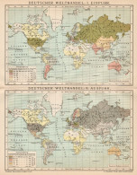 B6201 Germania - Commercio Mondiale Merci - Carta Geografica Del 1901 - Old Map - Carte Geographique