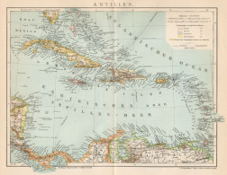 B6217 Antilles - Carta Geografica Antica Del 1901 - Old Map - Landkarten