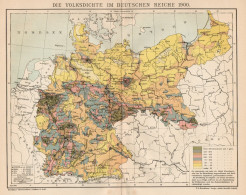 B6205 Deutschen Reich - Volksdichte - Carta Geografica Antica Del 1901 - Old Map - Mapas Geográficas