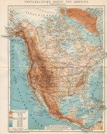 B6213 North America Physical - Carta Geografica Antica Del 1901 - Old Map - Carte Geographique