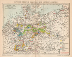 B6202 Germania - Produzione Industriale - Carta Geografica Antica 1901 - Old Map - Geographical Maps