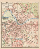 B6194 Germany - Dresden Town Plan - Carta Geografica Antica Del 1901 - Old Map - Geographische Kaarten