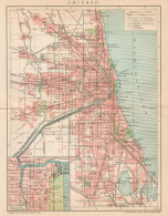 B6189 Chicago Town Plan - Carta Geografica Antica Del 1901 - Old Map - Carte Geographique