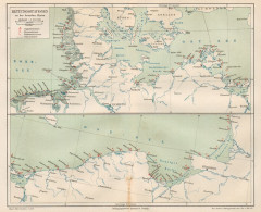 B6177 Stazioni Soccorso Su Coste Tedesche - Carta Geografica Del 1892 - Old Map - Geographical Maps