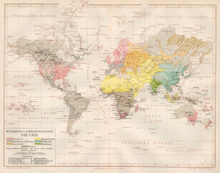 B6178 Diffusione Religioni Sulla Terra - Carta Geografica Antica 1892 - Old Map - Landkarten