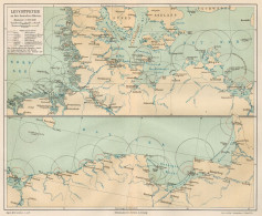 B6176 Radiofari Su Coste Germania - Carta Geografica Antica Del 1892 - Old Map - Geographical Maps