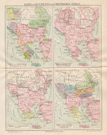 B6164 Storia Della Turchia Europea - Carta Geografica Antica Del 1890 - Old Map - Cartes Géographiques