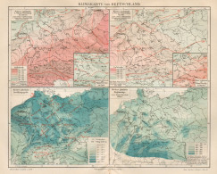 B6167 Germany - Weather - Carta Geografica Antica Del 1891 - Old Map - Carte Geographique
