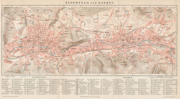 B6151 Germany - Elberfeld And Barmen Town Plan - Carta Geografica 1890 - Old Map - Mapas Geográficas