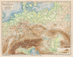 B6136 Germany - Mountains - Carta Geografica Antica Del 1890 - Old Map - Mapas Geográficas