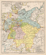 B6134 Germany (1815-1866) - Carta Geografica Antica Del 1890 - Old Map - Mapas Geográficas