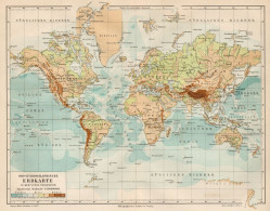 B6149 Hydrographic Earth Map - Carta Geografica Antica Del 1890 - Old Map - Geographische Kaarten