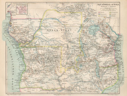 B6132 Equatorial Africa - Carta Geografica Antica Del 1890 - Old Map - Geographical Maps