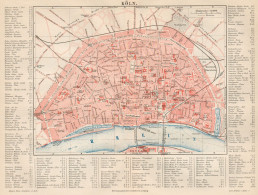 B6129 Germany - Cologne Town Plan - Carta Geografica Antica Del 1890 - Old Map - Landkarten