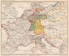 B6143 Central Europe In The Year 1813 - Carta Geografica Antica 1890 - Old Map - Cartes Géographiques
