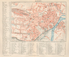 B6128 Germany - Kassel Town Plan - Carta Geografica Antica Del 1890 - Old Map - Geographische Kaarten
