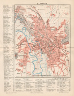 B6117 Germany - Hannover Town Plan - Carta Geografica Antica Del 1890 - Old Map - Carte Geographique