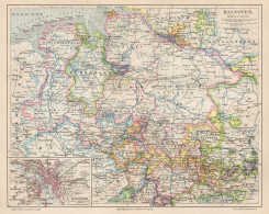B6118 Germany - Hannover Environs - Carta Geografica Antica Del 1890 - Old Map - Mapas Geográficas