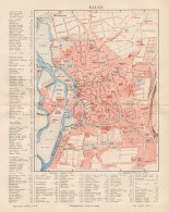 B6114 Germany - Halle - Carta Geografica Antica Del 1890 - Old Map - Carte Geographique