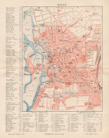 B6114 Germany - Halle - Carta Geografica Antica Del 1890 - Old Map - Geographische Kaarten
