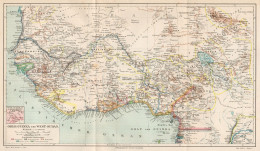 B6113 Upper Guinea And West Sudan - Carta Geografica Antica Del 1890 - Old Map - Cartes Géographiques