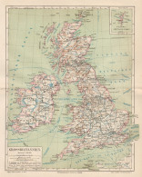 B6112 Gran Bretagna - Great Britain - Carta Geografica Antica Del 1890 - Old Map - Carte Geographique