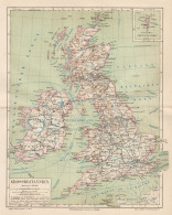 B6112 Gran Bretagna - Great Britain - Carta Geografica Antica Del 1890 - Old Map - Mapas Geográficas