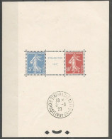 BLOC FEUILLET STRASBOURG 1927 - OBLITERATION HORS TIMBRES - GOMME INTACTE - Usati