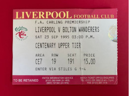 Football Ticket Billet Jegy Biglietto Eintrittskarte Liverpool FC - Bolton Wanderers 23/09/1995 - Toegangskaarten