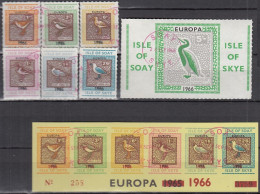 INSEL SOA, SKYE (Schottland), Nichtamtl. Briefmarken, 2 Blöcke + 6 Marken, Gestempelt, Europa 1966, Vögel - Scozia