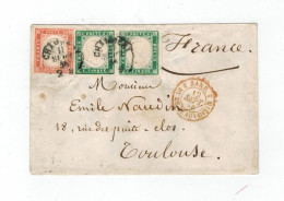 LETTRE DUCHE DE SAVOIE SEPTEMBRE 1856 PAIRE 5C + 40C SARDE CHAMBERY POUR TOULOUSE TTB MARGES CERT. DIENA SARDAIGNE - 1849-1876: Période Classique