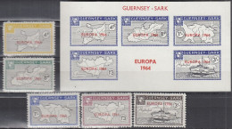 INSEL SARK (Guernsey), Nichtamtl. Briefmarken, 1 Block + 5 Marken, Postfrisch **, Europa 1964, Tragflächenboot - Guernsey