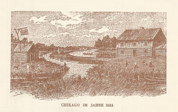 Illinois - Chicago Nel 1833 - Stampa D'epoca - 1920 Vintage Print - Estampas & Grabados