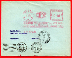 1934 - CONSORZIO PRODUTTORI SEMI BACHI - AFFRANCATURE MECCANICHE ROSSE - EMA - METER - FREISTEMPEL - Franking Machines (EMA)