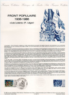 - Document Premier Jour LE FRONT POPULAIRE 1936-1986 - Les Loisirs (Fernand Léger) - - Documentos Del Correo