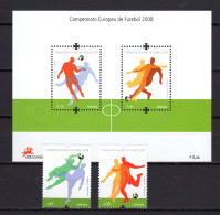 Portugal 2008 Football Soccer European Championship Set Of 2 + S/s MNH - Eurocopa (UEFA)