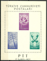 Turkey; 1954 PTT Souvenir Sheets ERROR "Shifted Black Color" MNH** - Unused Stamps