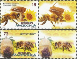 Macedonia 2017 Honey Bees Set Of 2 Stamps With Labels MNH - Api
