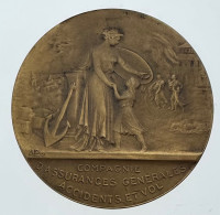 Médaille En Bronze. Compagnie D'assurances Générales Accidents Et Vol. 1 Mars 1923. Lamourdedieu. - Profesionales / De Sociedad
