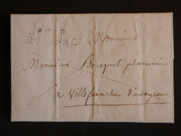 DN15 FRANCE  LETTRE  RR  1823 PETIT BUREAU  MOISSAC A VILLEFRANCHE   +PHARMACIEN + AFF. INTERESSANT++ - 1801-1848: Precursores XIX