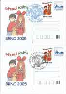 Cards Czech Republic Stamp Exhibition Brno/Brünn 2005 Cat And Dog Cinema - Postales