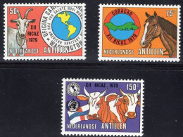 Netherlands Antilles 1979 Serie 3v Conference On Foot And Mouth Disease Cattle Cow Hors Goat Farm Animals RICAZ MNH - Antillen