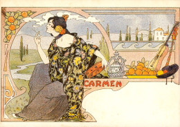 CPM-OPÉRA - CARMEN- Illustrateur Style Mucha - Art Nouveau *Belle Gitane TBE - Opéra