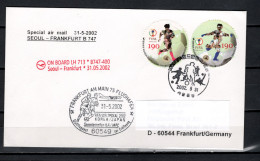 South Korea 2002 Football Soccer World Cup Commemorative Flight Cover By LH 713 To Germany - 2002 – Corea Del Sur / Japón