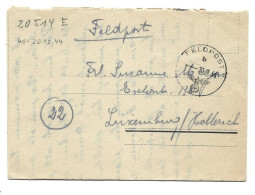 Feldpost Luxemburg 1944 Grenadier Lettland - Feldpost 2e Wereldoorlog