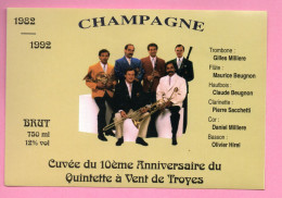 Etiquette De Champagne    10 Eme Anniversaire Quintet De Troyes - Champagner
