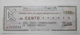 BANCA AGRICOLA COMMERCIALE DI REGGIO EMILIA, 100 Lire 03.03.1976 Ass. Prov. Commercianti (A1.41) - [10] Checks And Mini-checks
