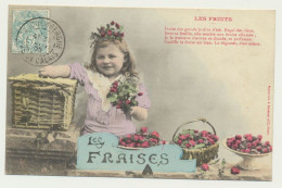 Carte Fantaisie Enfant - Les Fruits - Les Fraises - Phototypie BERGERET - Bergeret