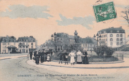 56 LORIENT  Place Du Morbihan Et Statue Jules Simon   SUP  PLAN    1907     TB CONTRASTE  Coll; Nouvelles Galer     RARE - Lorient