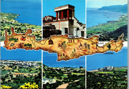 51194 - Griechenland - Crete , Kreta , Landkarte , Mehrbildkarte - Gelaufen 1984 - Griechenland